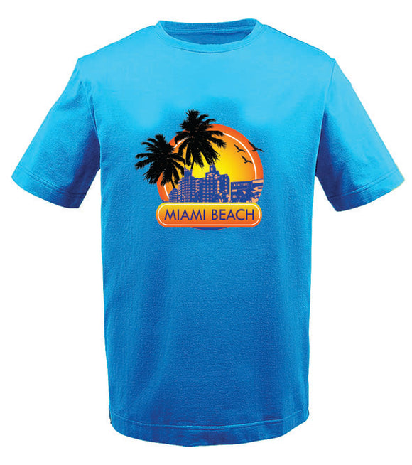 Miami Beach Sunset T-shirt Blue